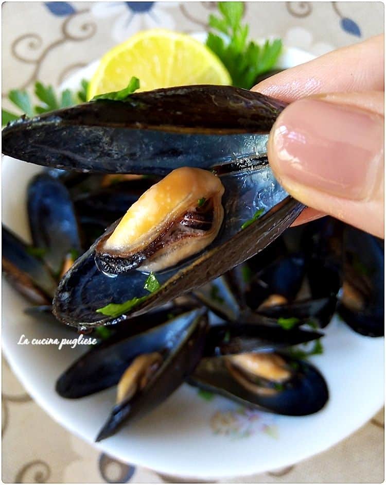 Cozze alla marinara servite