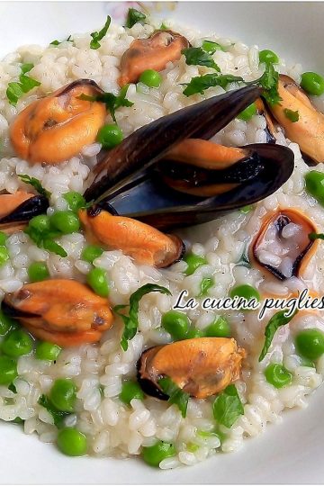 Risotto con cozze e piselli - lacucinapugliese