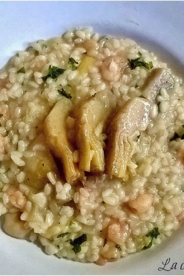 Risotto con carciofi e gamberetti - la cucina pugliese