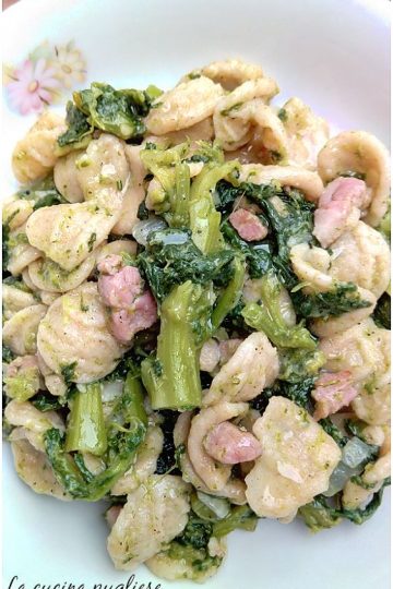 Orecchiette cime di rapa e pancetta - la cucina pugliese