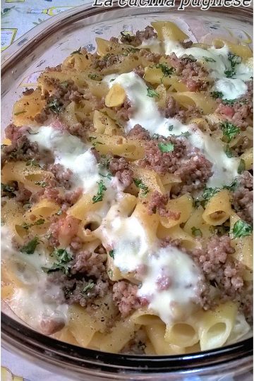 Pasta al forno carne macinata pancetta e besciamella - la cucina pugliese