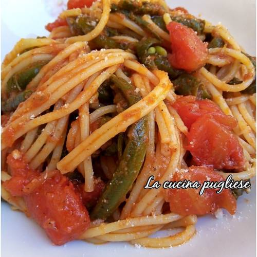 Spaghetti con fagiolini alla pugliese