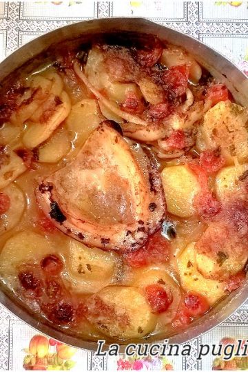 Seppia al forno con pomodori e patate - la cucina pugliese