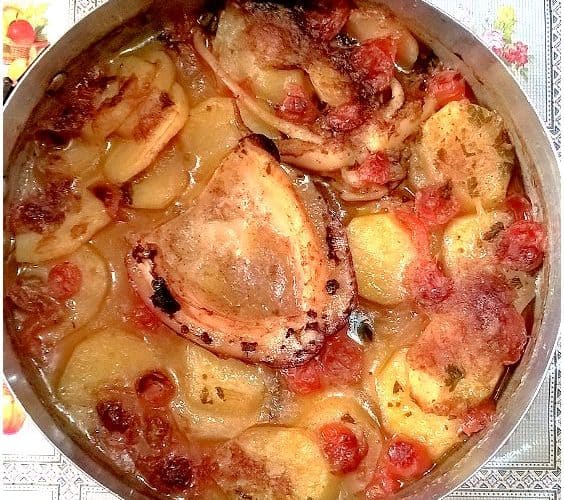 Seppia al forno con pomodori e patate - la cucina pugliese