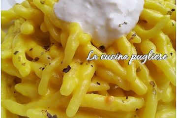 Trofie allo zafferano con crema di burrata - la cucina pugliese