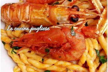 Strozzapreti con gamberi e scampi - la cucina pugliese